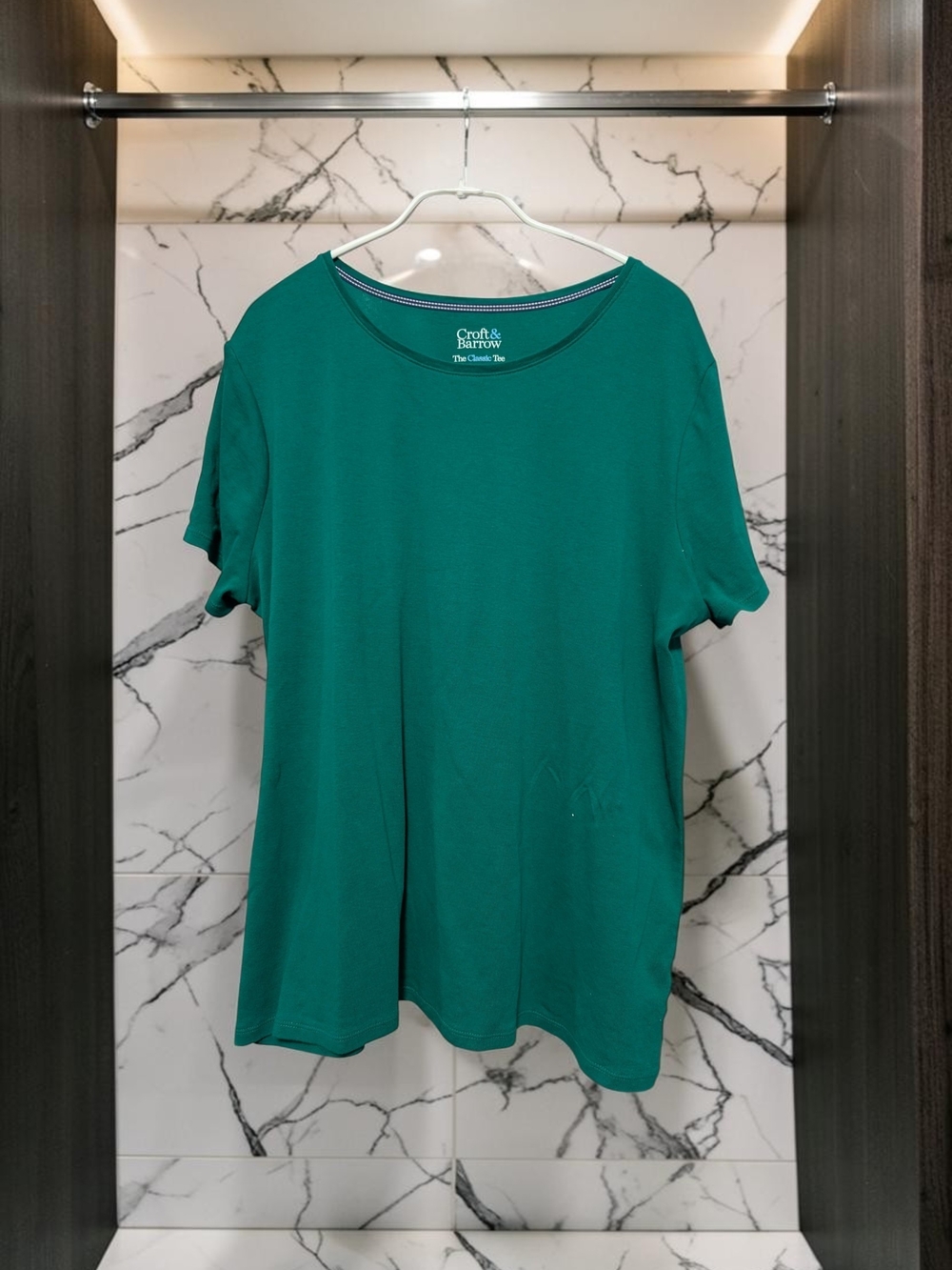 Croft & Barrow Emerald Green Classic Tee Scoop Neck Short Sleeve Shirt L EUC